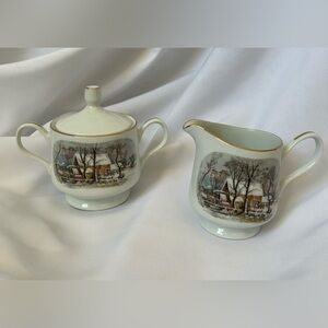 Vintage Avon 1981 Porcelain Sugar Bowl and Creamer Set MCM treasure